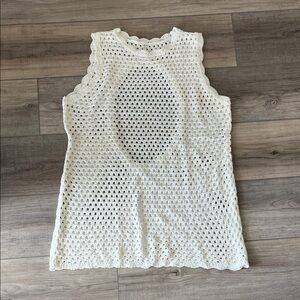 White Crochet Sleeveless Swim Coverup